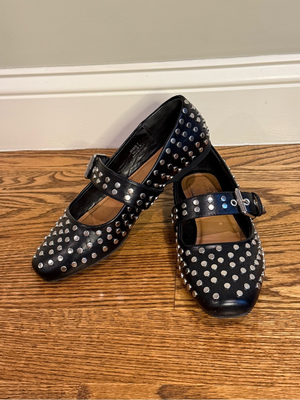 Women’s Black Studded Mary Jane Flats